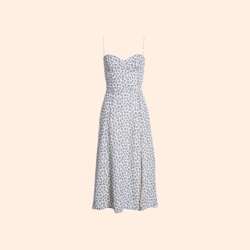 Reformation Black and White Floral Midi Dress